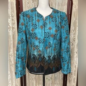 COLDWATER CREEK OPEN FRONT TEAL JACKET - SZ 8
